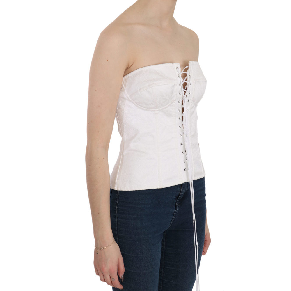 Dolce & Gabbana White PALERMO Cotton Bustier Top Corset - Picture 5 of 5